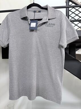 NWT Cavalli Class Grey Short-Sleeve Polo size M